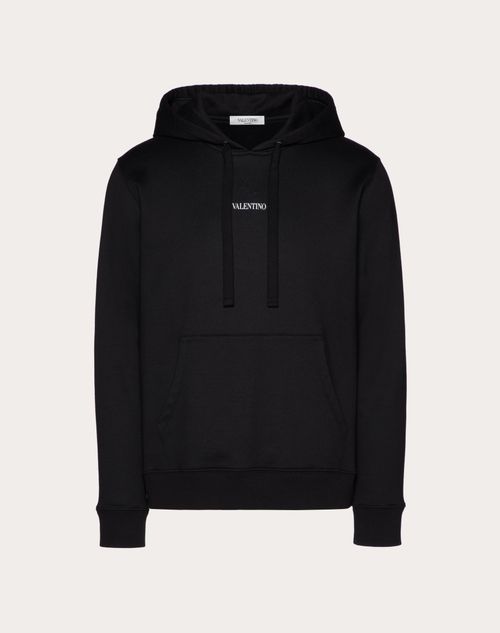Valentino - Hooded Sweatshirt With Valentino Print - Black - Man - T-shirts And Sweatshirts
