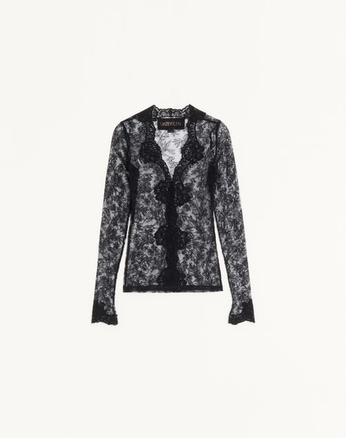 Valentino - Stretch Lace Cardigan - Black - Woman - Shirts & Tops