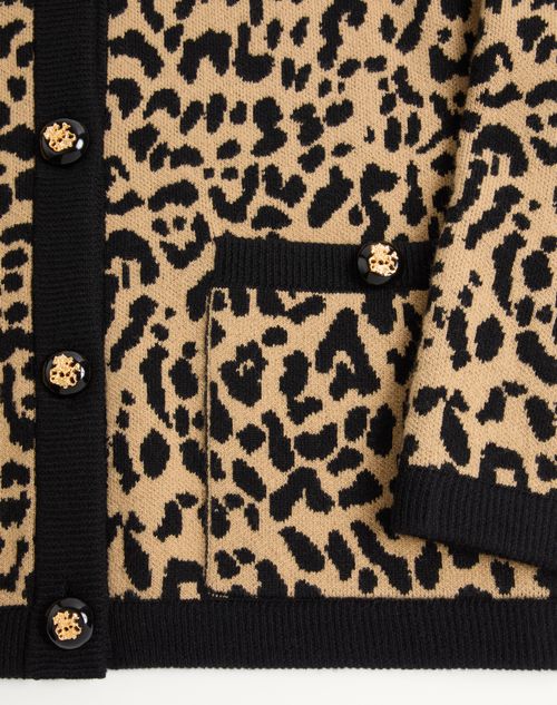 Valentino - Wool Knit Jacket With Jacquard Animal Print - Animal Print - Woman - Jackets And Blazers