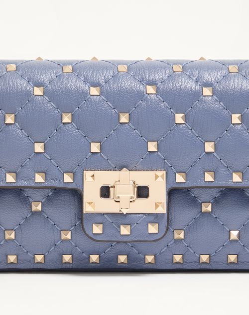 Valentino Garavani - Valentino Garavani Rockstud Spike Medium Shoulder Bag In Kidskin - Dusk Blue - Woman - Shoulder Bags