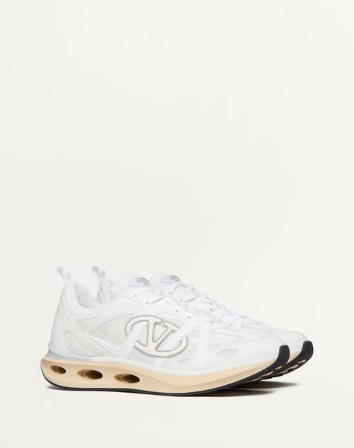 Valentino Garavani - Vlogo Easyjog Low-top Sneaker In Calfskin And Fabric - White/ivory/grey - Man - New Arrivals