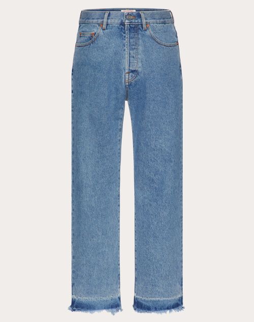 Valentino Men's Straight Jeans with Unstitched Hem