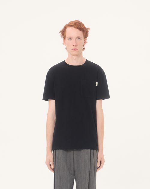Valentino - Valentino Cotton Jersey T-shirt With Vlogo Signature Label - Black - Man - T-shirts And Sweatshirts