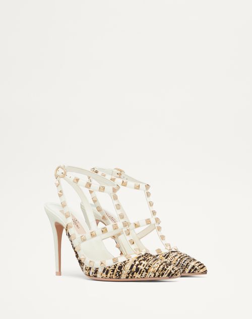 セール☆Valentino☆ロックスタッズ ツイードストラップパンプス ロックスタッズ ツイード ストラップパンプス 100mm for