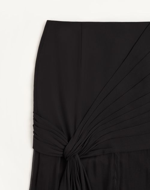Valentino - Georgette Midirock Mit Spitze - Schwarz - Frau - Röcke