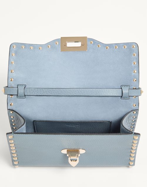 Valentino Garavani - Small Rockstud Grainy Calfskin Crossbody Bag - Stone - Woman - Shoulder Bags