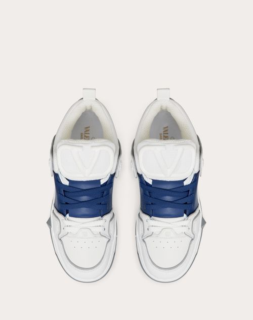 Open Skate Calfskin And Fabric Sneaker for Man in White/blue