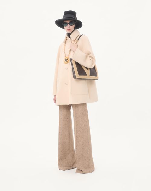 Valentino Garavani - Valentino Garavani Viva Superstar Medium Shopping Bag In Shearling - Brown/beige - Woman - Totes
