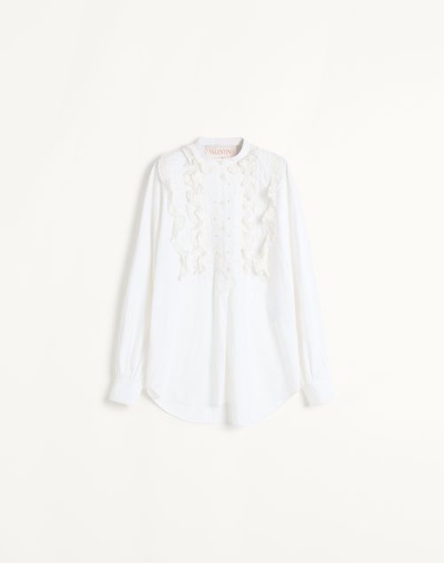 Valentino - Top Brodé En Coton Et Lin - Blanc - Femme - Chemises Et Tops