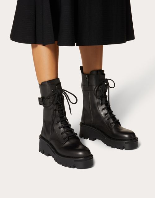 【公式ショップ】 VALENTINO ヴァレンティノ カーフスキン コンバットブーツ 靴