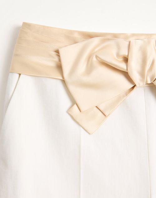 Valentino - Diagonal Cotton Linen Pants - Ivory - Woman - Trousers And Shorts