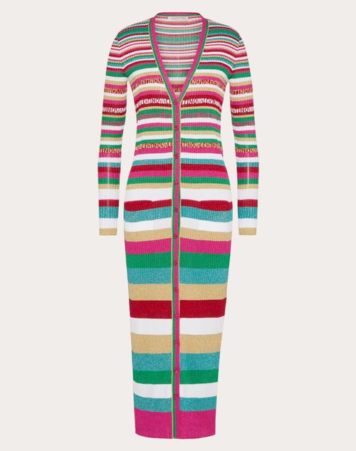 Valentino - Cardigan In Lurex Valentino Stripes - Multicolor - Donna - Abbigliamento