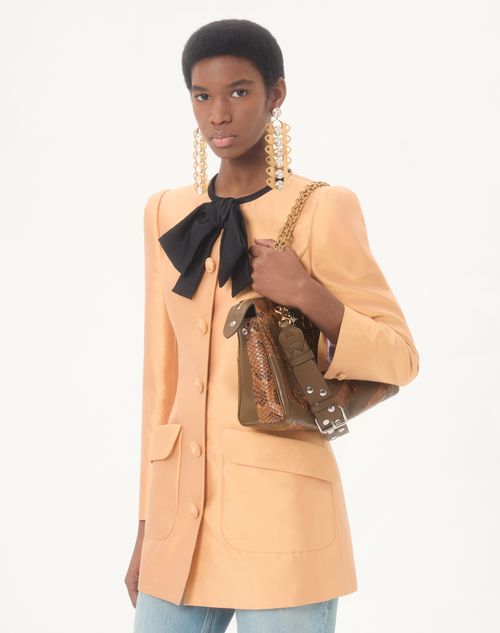 Valentino - Caban In Shantung - Melone/nero - Donna - Abiti