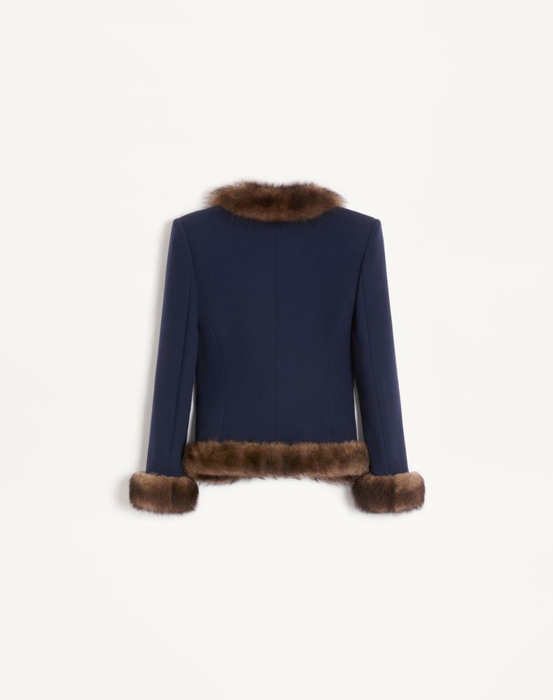 Valentino Wool Crepe Jacket Woman Indigo 52