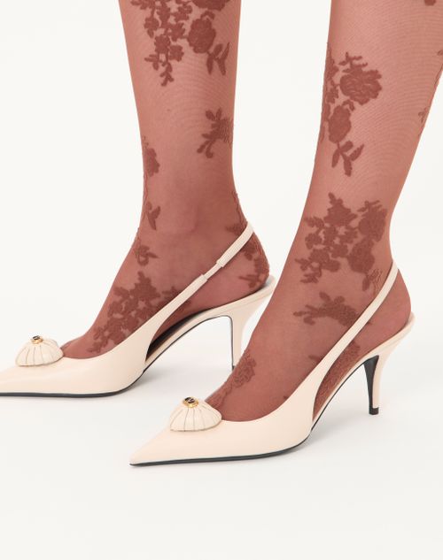 Valentino Garavani - Coeur Royal Slingback Pumps In Kidskin 75mm - Butter - Woman - Pumps And Slingbacks