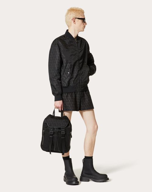 Valentino - Nylon Bomber Jacket With Toile Iconographe Print - Black - Man - Outerwear