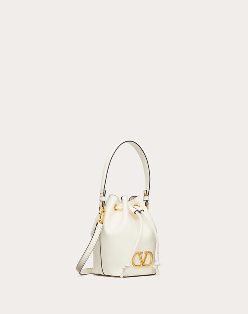 Valentino Garavani - Mini Vlogo Signature Bucket Bag In Nappa Leather - Ivory - Woman - Shoulder Bags