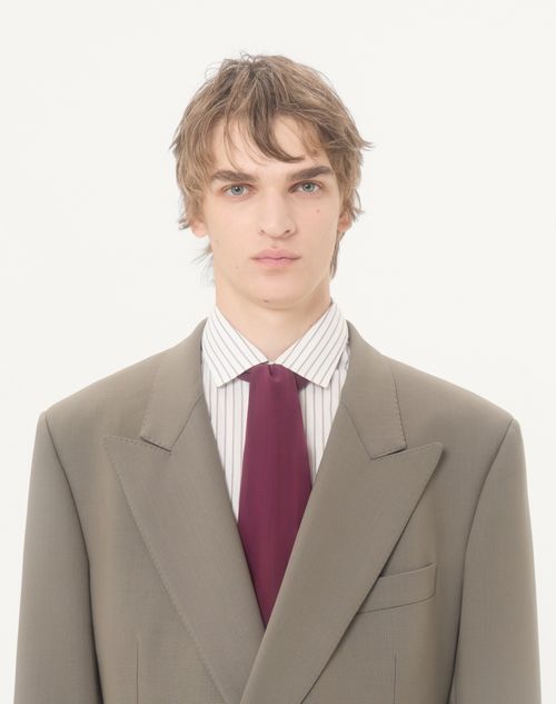 Valentino - Valentino Double-breasted Lightweight Wool Coat With Knot Detail - Taupe - Man - Coats And Blazers