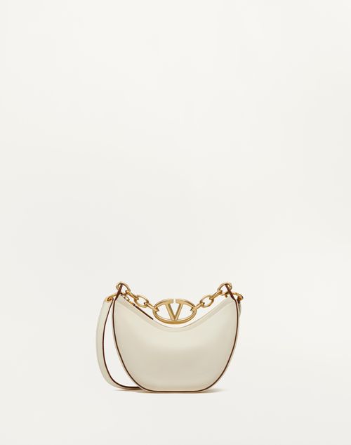 Valentino Garavani - Mini Vlogo Moon Hobo Bag In Nappa Leather With Chain - Ivory - Woman - Woman Bags & Accessories Sale