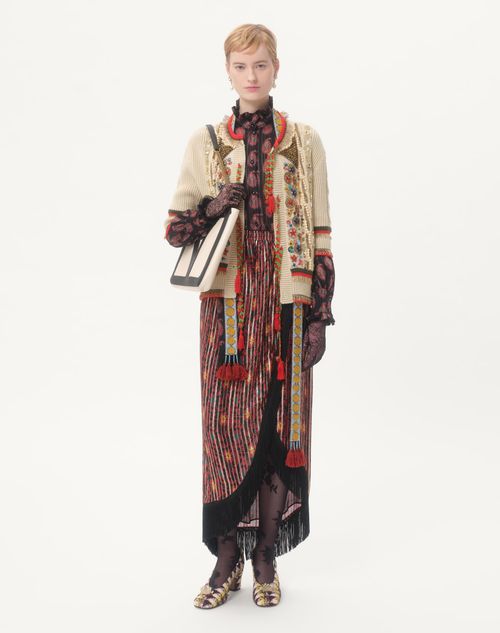 Valentino - Embroidered Cardigan - Birch/multicolour - Woman - Knitwear