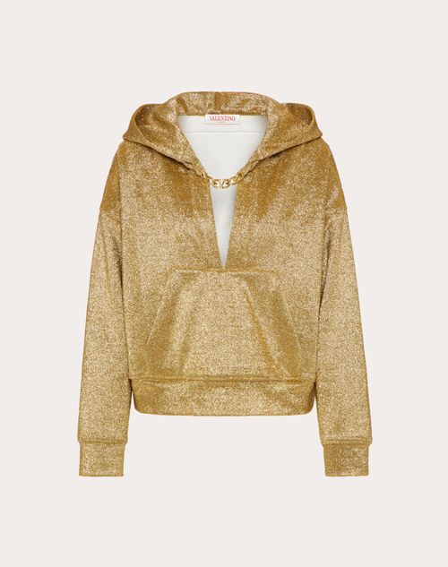 Valentino - Vlogo Chain Sweatshirt Aus Jersey Lurex - Gold - Frau - T-shirts & Sweatshirts