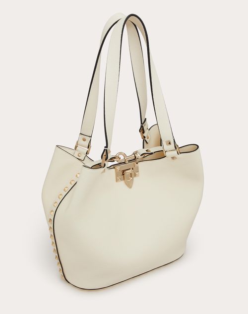 ロックスタッズ グレインカーフスキン スモール トートバッグ for ウィメンズ インチ アイボリー | Valentino JP