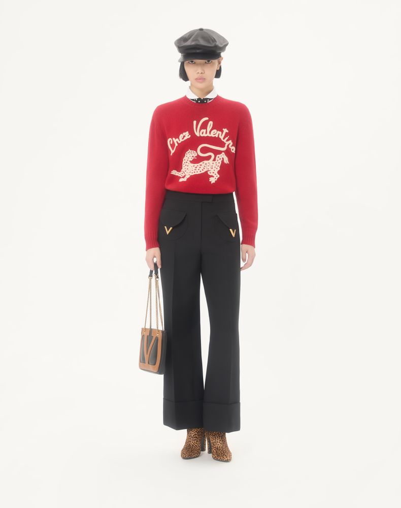 Valentino Crepe Couture Trousers Woman Black 46