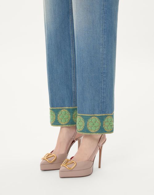 Valentino Garavani - Vlogo Signature Calfskin Slingback Platform Pump 120mm - Poudre - Woman - Pumps