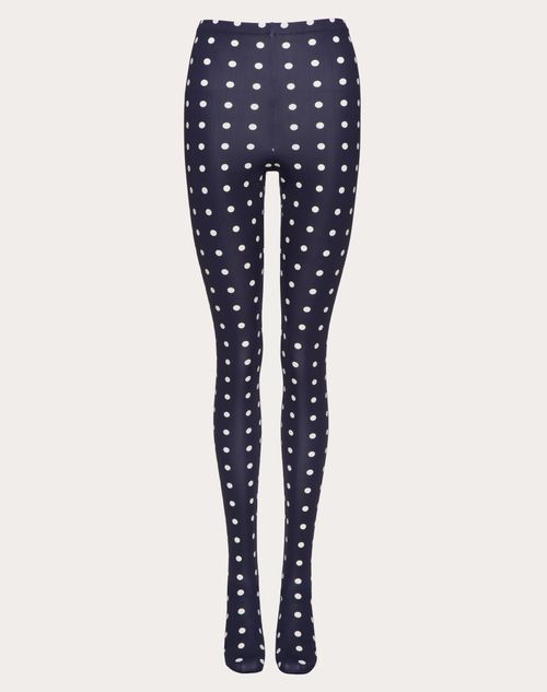 Valentino - Jersey Pois Tights - Navy/ivory - Woman - Ready To Wear