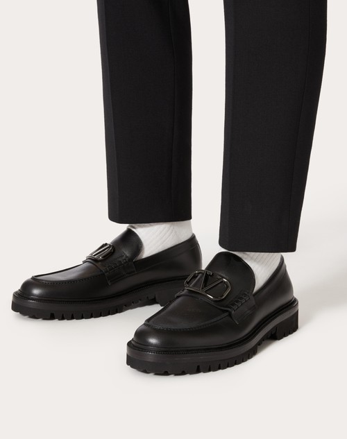 Valentino Garavani VLogo leather loafers - Black