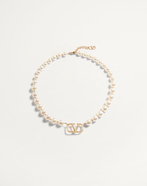 Valentino Garavani - Collana Vlogo Signature In Metallo E Perle Swarovski® - Oro/crema - Donna - Gioielli