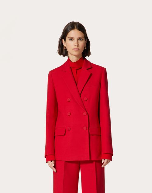 Valentina Knit Crepe Blazer - Red