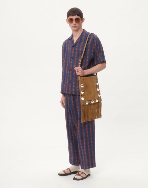 Valentino - Linen Pyjama Bottoms With Voyage Imaginaire Print - Blue/orange - Man - Trousers And Shorts