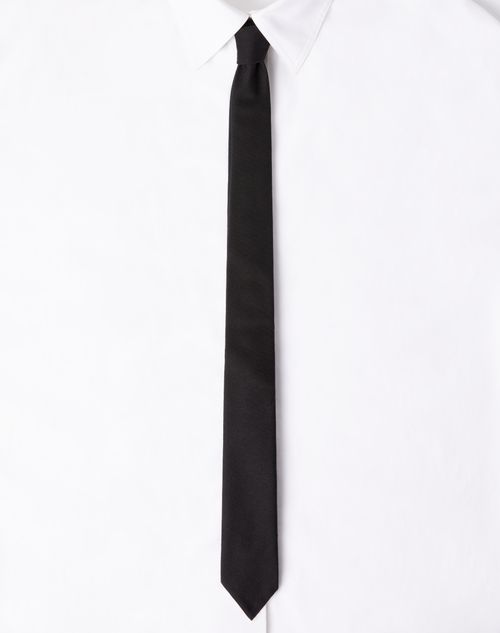 Valentino Garavani - Valentie Tie In Wool And Silk - Black - Man - Ties