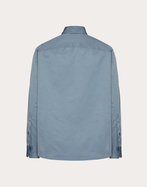 Valentino - Nylon Shirt Jacket With Rubberised V Detail - Stone - Man - Outerwear