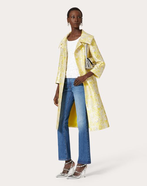 Valentino - Iris Brocade Coat - Yellow/silver - Woman - Coats And Outerwear
