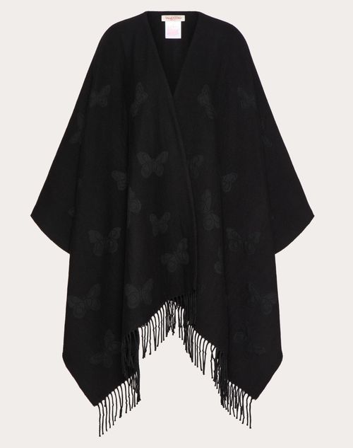Valentino Garavani - Butterfly Poncho In Wool And Cashmere - Black - Woman - Soft Accessories