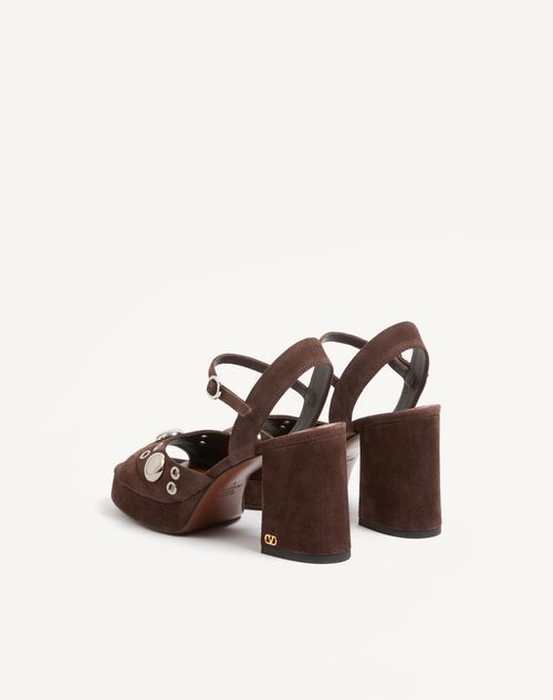 Valentino Garavani - Nellcôte Platform Sandal In Split Leather 90mm - Brown - Woman - Sandals