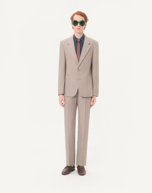 Valentino - Valentino Single-breasted Jacket In Boutonné Wool - Light Grey - Man - Coats And Blazers