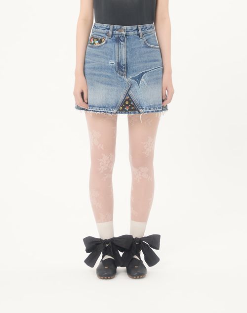 Valentino - Short Denim Skirt - Blue - Woman - Denim
