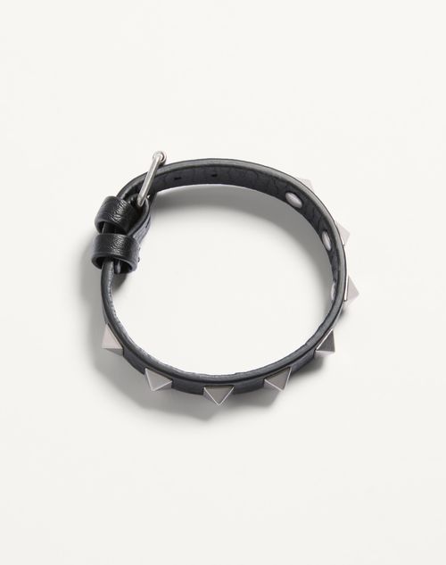 Rockstud Leather Bracelet With Palladium Studs for Man in Rockstud Leather Bracelet With Palladium Studs for Man in