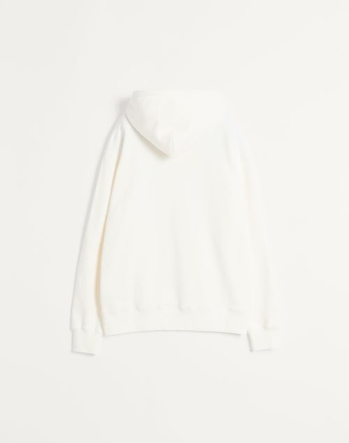 Valentino - Cotton Hooded Sweatshirt With Chez Valentino Print - Ivory - Man - T-shirts And Sweatshirts