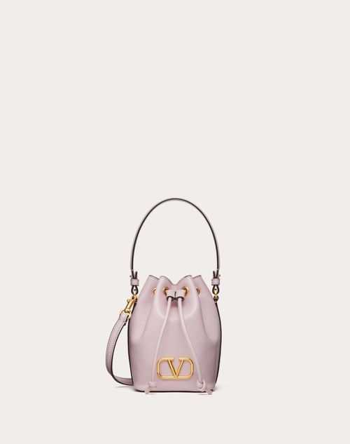 Valentino Garavani - Mini Vlogo Signature Bucket Bag In Nappa Leather - Water Lilac - Woman - Summer Totes - Bags (vlogo Totes/signature)