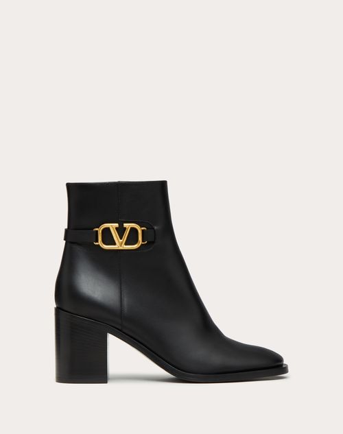 Valentino Garavani - 송아지 가죽 브이로고 시그니처 앵클 부츠 75mm - 블랙 - 여성 - Boots&booties - Shoes