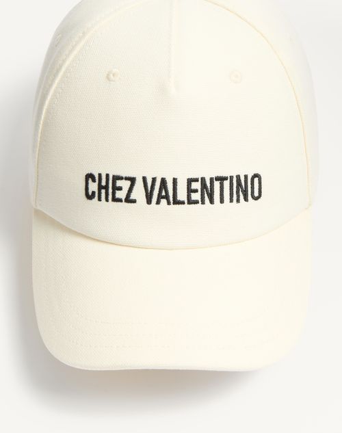 Valentino Garavani - Chez Valentino Cotton Baseball Cap With Embroidery - Ivory - Man - Hats And Gloves