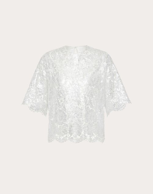 Valentino - Top In Silver Heavy Lace - Silver - Woman - Woman Ready To Wear Sale