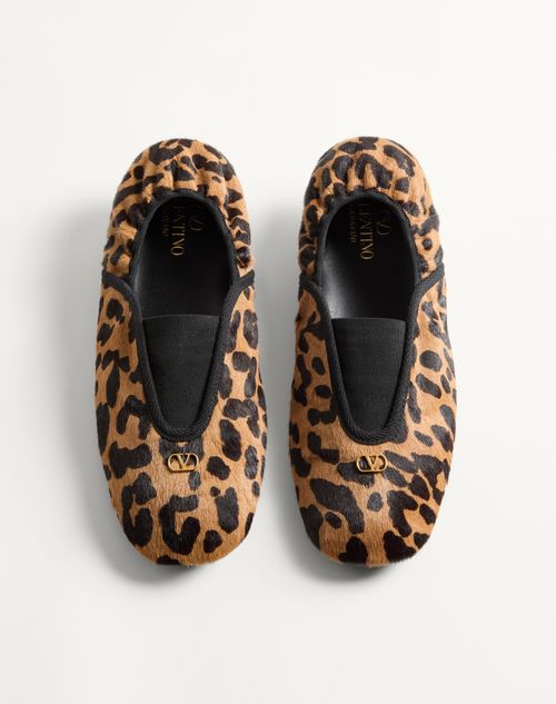 Valentino Garavani - Rhytmika Ballerina In Haircalf With Fauve Eclat Print - Animal Print - Man - Sneakers