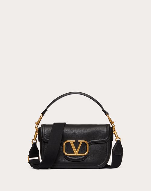 Valentino Garavani - Valentino Garavani Alltime Grainy Calfskin Shoulder Bag - Black - Woman - Bags