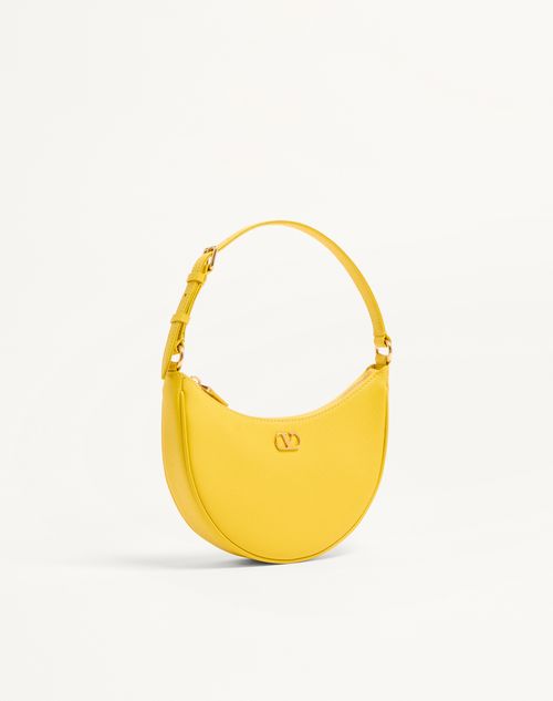 Valentino Garavani - Vlogo Signature Mini Hobo Bag In Grainy Calfskin - Yellow - Woman - Shoulder Bags