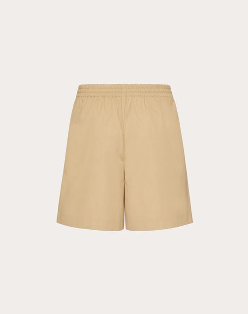 Valentino - Cotton Popeline Bermuda Shorts - Beige - Man - Trousers And Shorts